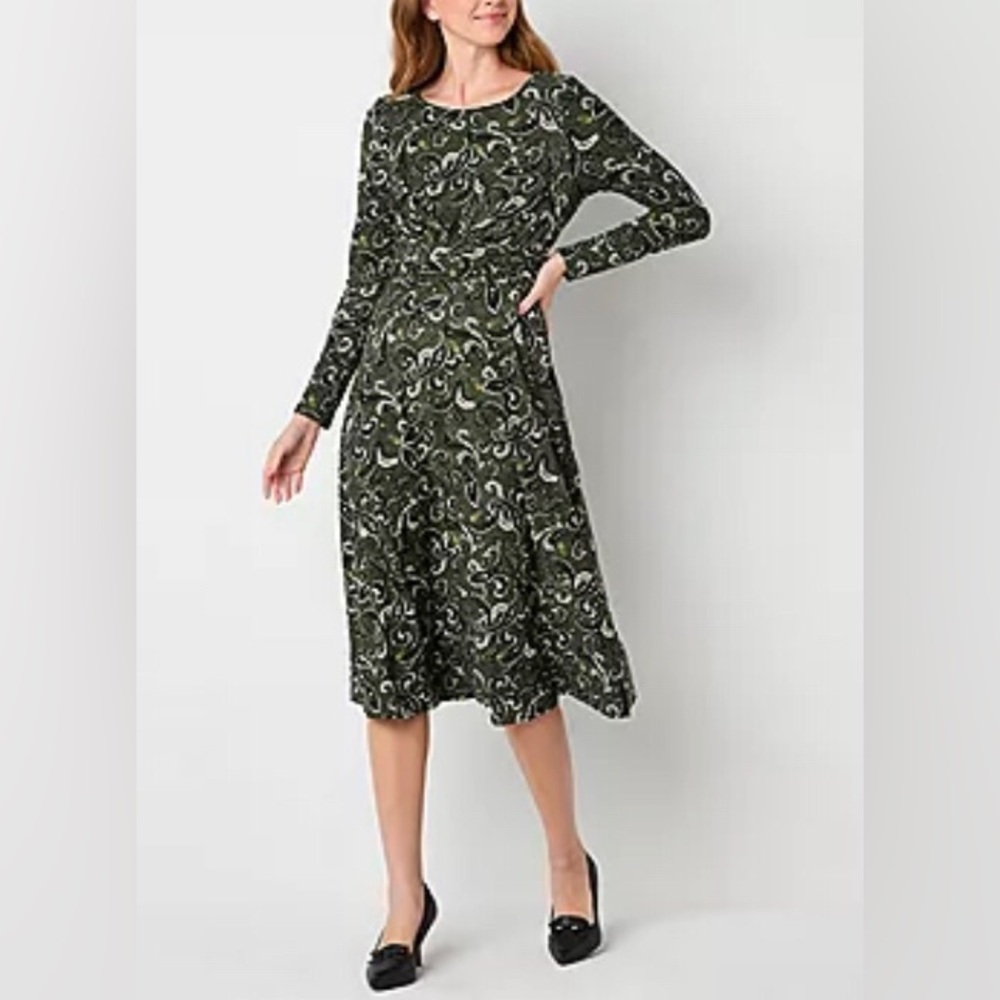 NEW Perceptions Elegant Green Paisley Dress